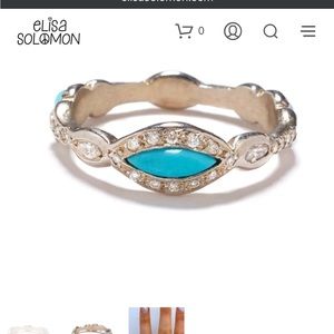Elisa Solomon 18K White Gold Diamond and Turquoise Ring